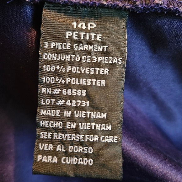 Women's Perceptions Purple With Black Trim Open Blazer Size 14 Petite - Picture 5 of 6